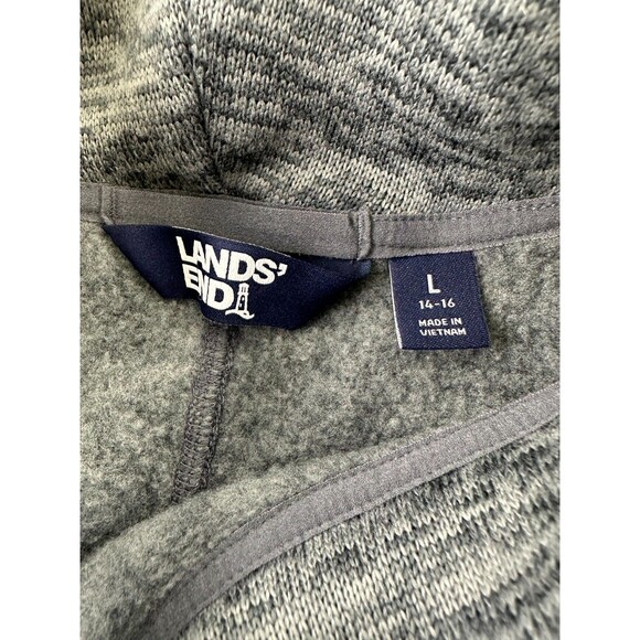 Lands End Cowl Neck Tunic Sweatshirt Sweater Fleece Heathered Gray Womens Large - Picture 6 of 11
